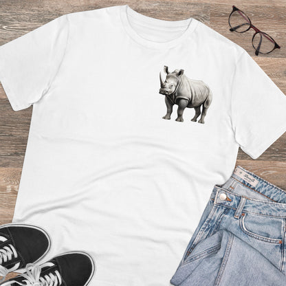 100% Organic Cotton T-shirt - Realistic Design - Rhino - Unisex