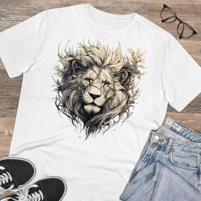 100% Organic Cotton T-shirt - Wild Design - Lion Mix With Nature - Unisex