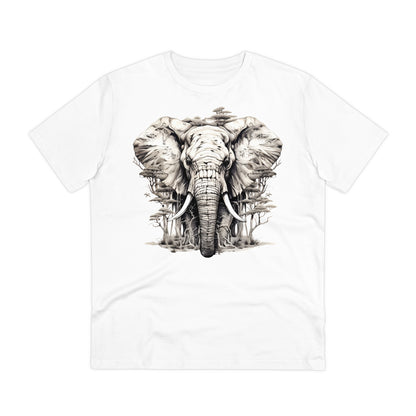 100% Organic Cotton T-shirt - Wild Design - Elephant Mix With Nature - Unisex