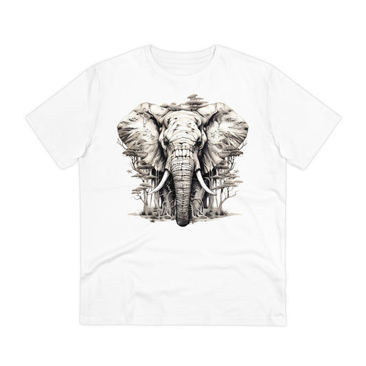 100% Organic Cotton T-shirt - Wild Design - Elephant Mix With Nature - Unisex