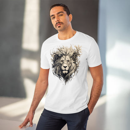 100% Organic Cotton T-shirt - Wild Design - Lion Mix With Nature - Unisex