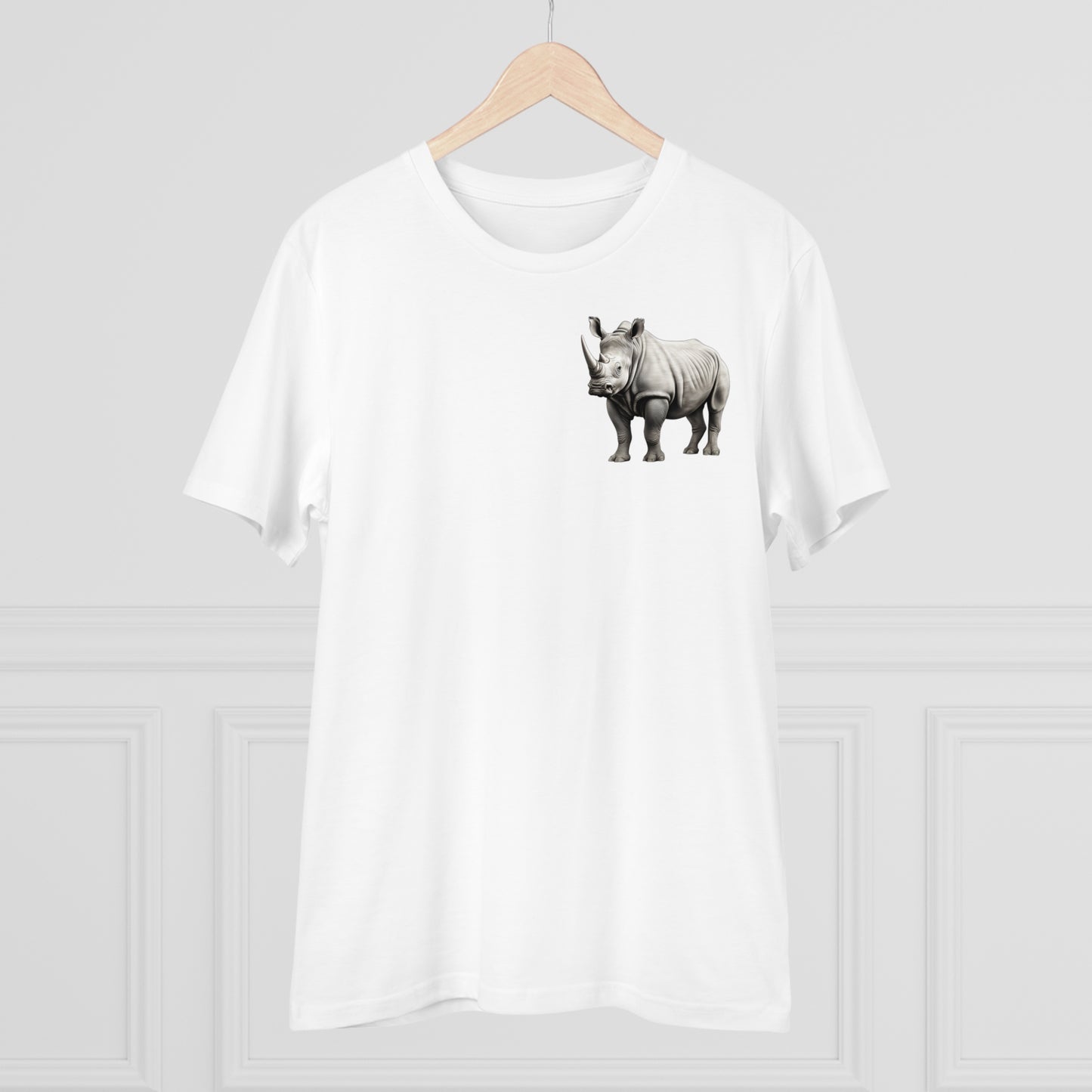 100% Organic Cotton T-shirt - Realistic Design - Rhino - Unisex