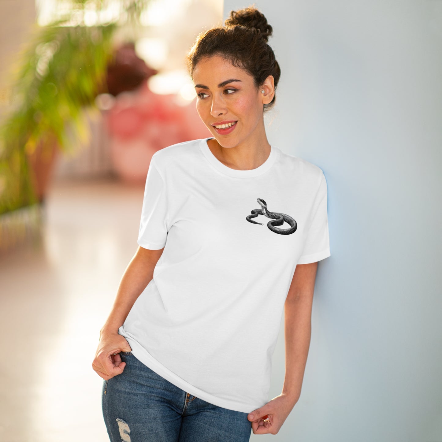 100% Organic Cotton T-shirt - Realistic Design - Snake - Unisex