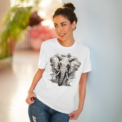 100% Organic Cotton T-shirt - Wild Design - Elephant Mix With Nature - Unisex