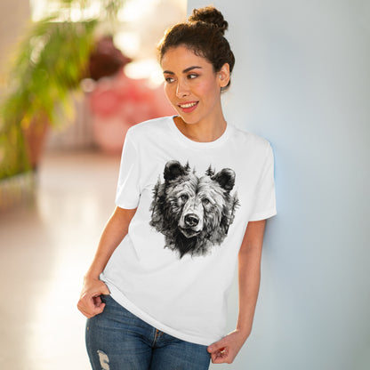 100% Organic Cotton T-shirt - Wild Design - Bear Mix With Nature - Unisex