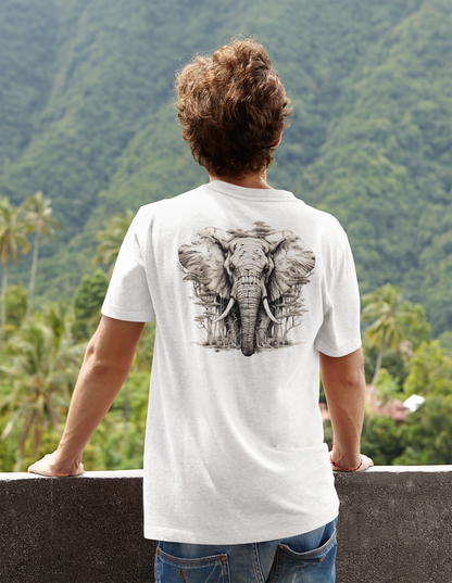 100% Organic Cotton T-shirt - Wild Design - Elephant Mix With Nature - Unisex