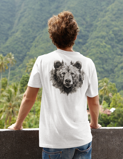 100% Organic Cotton T-shirt - Wild Design - Bear Mix With Nature - Unisex