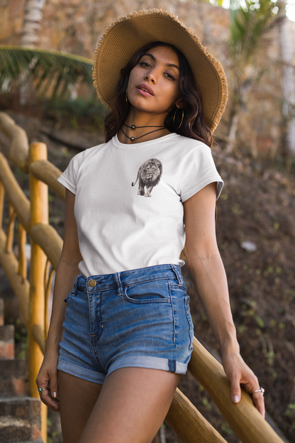 100% Organic Cotton T-shirt - Realistic Design - Lion - Unisex