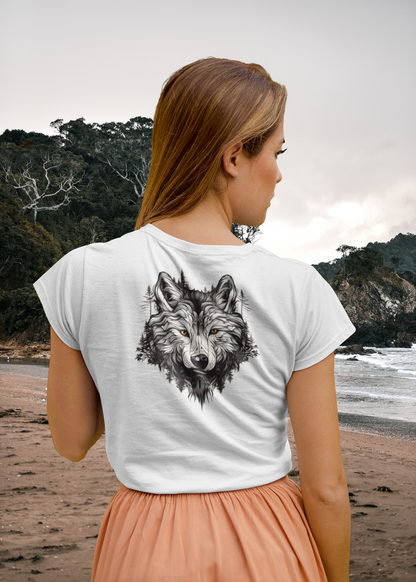 100% Organic Cotton T-shirt - Wild Design - Wolf Mix With Nature - Unisex