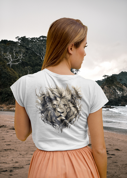 100% Organic Cotton T-shirt - Wild Design - Lion Mix With Nature - Unisex